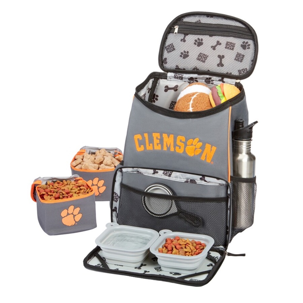 Mobile Dog Gear Clemson Tigers Pet Weekender Backpack (16"x12"x8") Gray/Orange